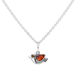 Sterling Silver Amber Small Bird Necklace D, P3331
