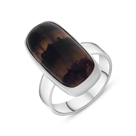 Sterling Silver Blue John Abstract Oval Shaped Ring, RUNQ0001680