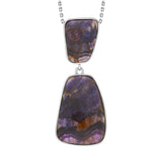 Sterling Silver Blue John Abstract Two Stone Drop Necklace, PUNQ0007567