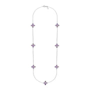 Sterling Silver Blue John Eden Long Marquise Flower Necklace