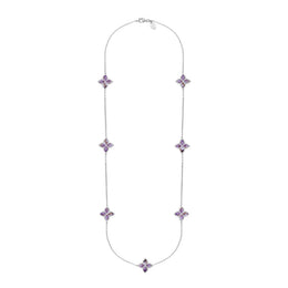 Sterling Silver Blue John Eden Long Marquise Flower Necklace