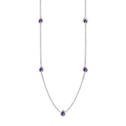 Sterling Silver Blue John Fleur De Lis Link Disc Chain Necklace, N747_2.