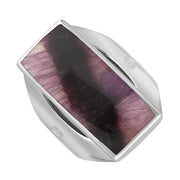 Sterling Silver Blue John Hallmark Medium Oblong Ring. R065_FH.