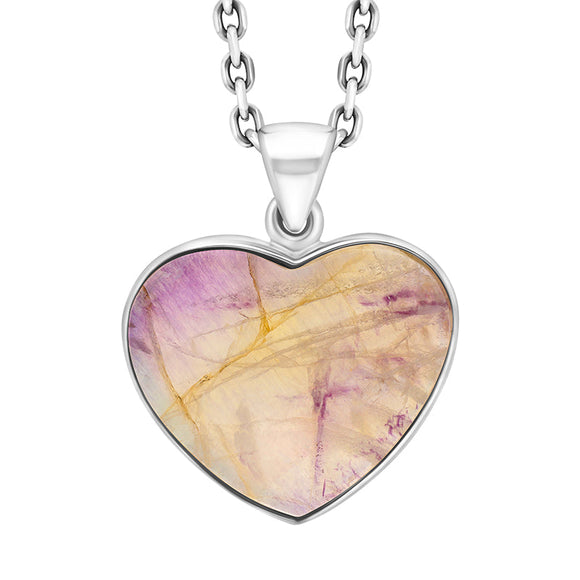 Sterling Silver Blue John Heart Pendant Necklace, PUNQ0008951