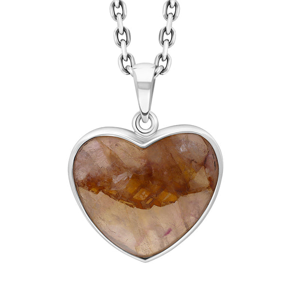 Sterling Silver Blue John Heart Pendant Necklace, PUNQ0008962