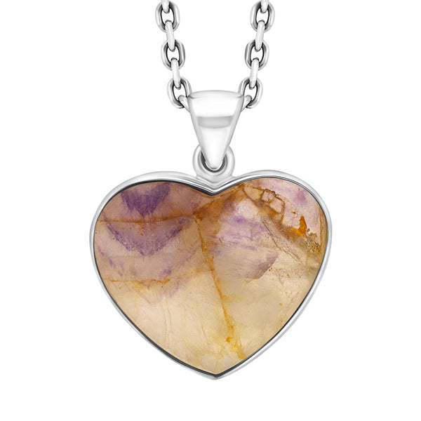 Sterling Silver Blue John Heart Pendant Necklace, PUNQ0008967