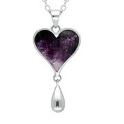 Sterling Silver Blue John Heart Teardrop Necklace, P3693.