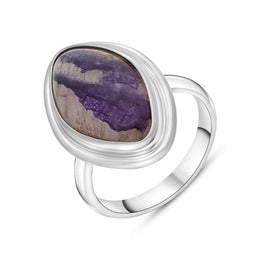 Sterling Silver Blue John Marquise Solid Edge Doublet Ring, RUNQ0001644