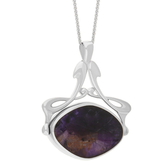 Sterling Silver Blue John Mother Of Pearl Bell Diamond Swivel Fob Necklace, P113_10_3.