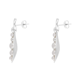 Sterling Silver Freshwater Pearl House & Garden Peapod Drop Earrings