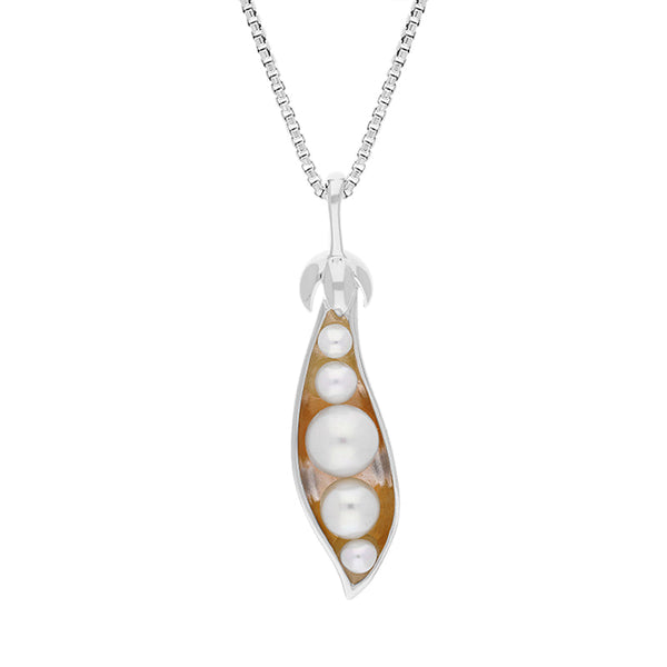 Sterling Silver Freshwater Pearl Chatsworth Garden Peapod Pendant, P3664