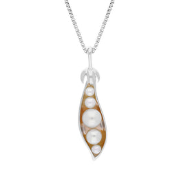 Sterling Silver Freshwater Pearl Chatsworth Garden Peapod Pendant, P3664