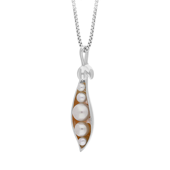 Sterling Silver Freshwater Pearl House & Garden Peapod Pendant