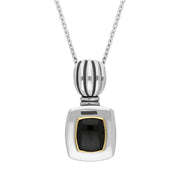Sterling Silver Whitby Jet Oblong Necklace D 0156
