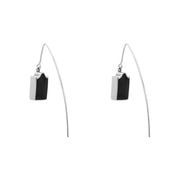 Sterling Silver Whitby Jet Gravestone Skull and Crossbones Hook Earrings