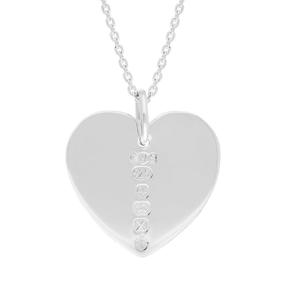 Sterling Silver Queen's Jubilee Hallmark Polished Heart Large Pendant Necklace, P3637_JFH