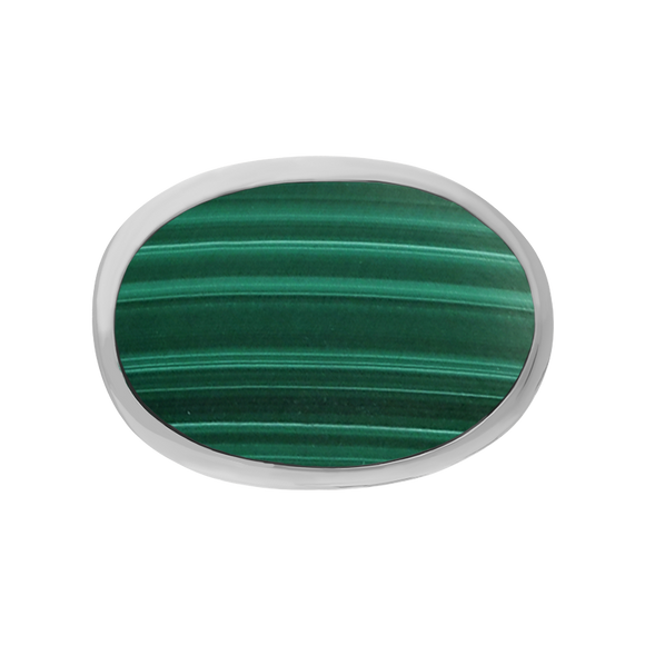 Sterling Silver Malachite Oval Statement Ring, R838_3.