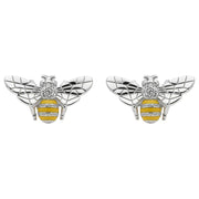 Sterling Silver Swarovski Crystal Enamel Bee Two Piece Set