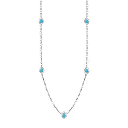 Sterling Silver Turquoise Cross Link Disc Chain Necklace, N748_2.