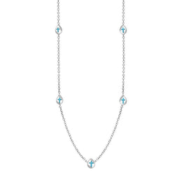 Sterling Silver Turquoise Cross Link Disc Chain Necklace, N748.
