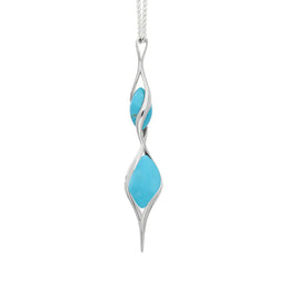 Sterling Silver Turquoise Double Twist Bead Necklace