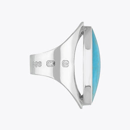 Sterling Silver Turquoise Hallmark Large Oval Ring