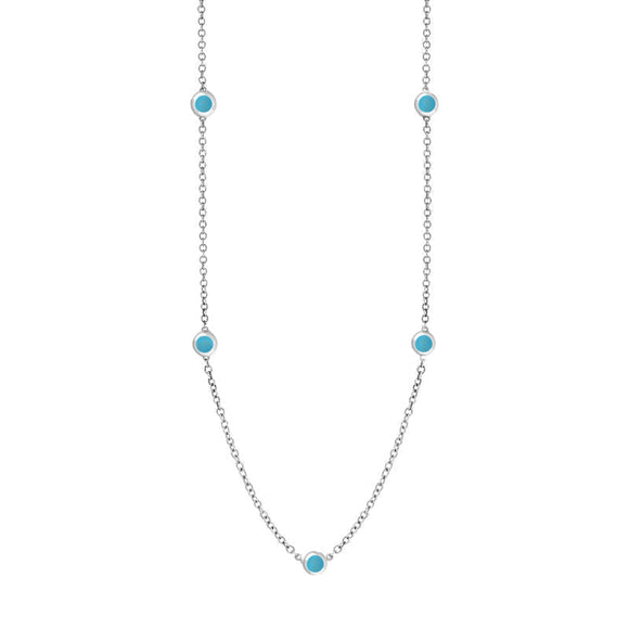 Sterling Silver Turquoise Heart Link Disc Chain Necklace, N746_2.
