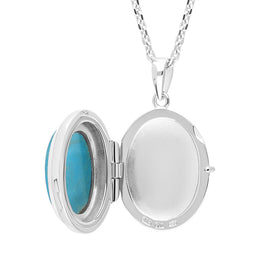 Sterling Silver Turquoise Oval Locket Pendant
