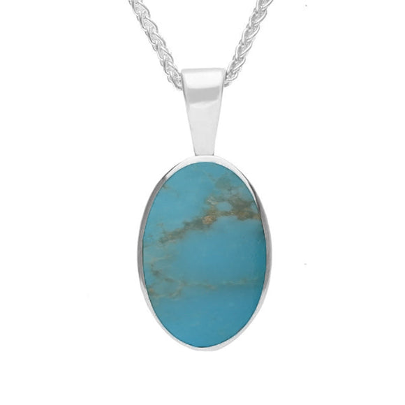 Sterling Silver Turquoise Heritage Round Necklace. P019