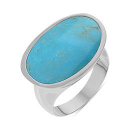 Sterling Silver Turquoise Oval Statement Ring, R838.