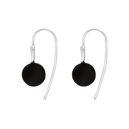 Sterling Silver Whitby Jet Bead Hook Earrings
