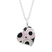 Sterling Silver Whitby Jet Pink Mother of Pearl Heart Necklace D P911.