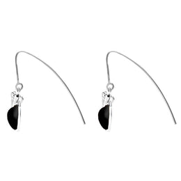 Sterling Silver Whitby Jet Bee Small Hook Earrings