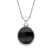 Sterling Silver Whitby Jet Blue John Small Double Sided Pear Fob Necklace, P220_2.