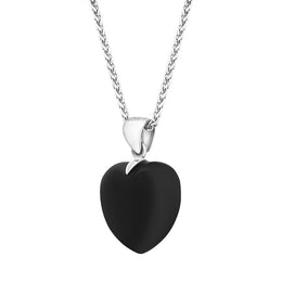 Sterling Silver Whitby Jet Chunky Bail Heart Necklace
