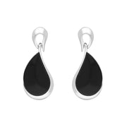 Sterling Silver Whitby Jet Chunky Teardrop Earrings, E1127