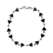 Sterling Silver Whitby Jet Curved Triangle Bracelet