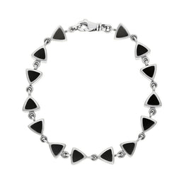 Sterling Silver Whitby Jet Curved Triangle Bracelet