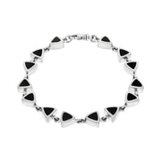 Sterling Silver Whitby Jet Curved Triangle Bracelet