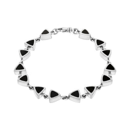 Sterling Silver Whitby Jet Curved Triangle Bracelet