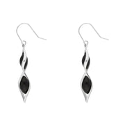 Sterling Silver Whitby Jet Double Graduated Twist Drop Earrings E1791