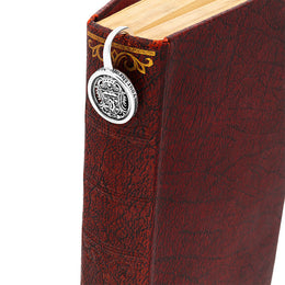 Sterling Silver Whitby Jet Dracula Crest Oval Bookmark G985_4