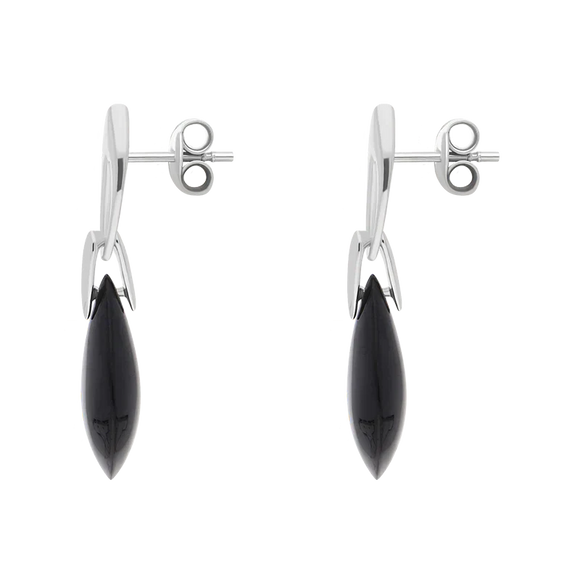 Sterling Silver Whitby Jet Flat Pear Shaped Drop Earrings E2563_2