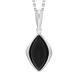 Sterling Silver Whitby Jet Framed Marquise Necklace, P2172