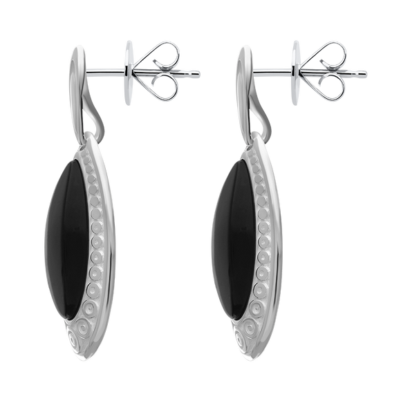 Sterling Silver Whitby Jet Graduated Pear Drop Earrings E2584_2