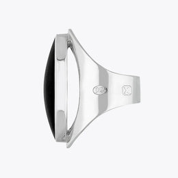 Sterling Silver Whitby Jet Hallmark Large Oval Ring