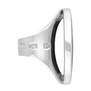 Sterling Silver Whitby Jet Hallmark Large Round Ring