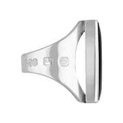 Sterling Silver Whitby Jet Hallmark Medium Oblong Ring