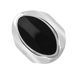 Sterling Silver Whitby Jet Hallmark Medium Oval Ring, R012_FH.