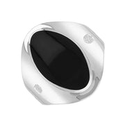 Sterling Silver Whitby Jet Hallmark Small Oval Ring, R076_FH.